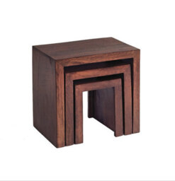 Loft Solid Dark Mango Wood Nest Of 3 Tables - thumbnail 2