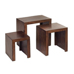 Loft Solid Dark Mango Wood Nest Of 3 Tables - thumbnail 7