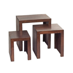 Loft Solid Dark Mango Wood Nest Of 3 Tables - thumbnail 3