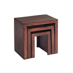 Loft Solid Dark Mango Wood Nest Of 3 Tables - thumbnail 9