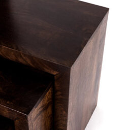 Loft Solid Dark Mango Wood Nest Of 3 Tables - thumbnail 8