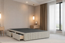 "Nexus Verona Cream Plush Divan Bed Base 2 Drawers Foot-End With 26"" Strutted Headboard 12"" Footboard 4' Small Double" - thumbnail 4
