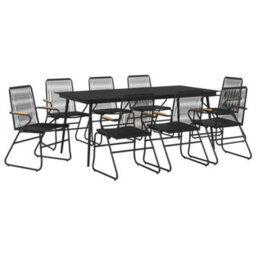 Berkfield 9 Piece Garden Dining Set Black Pvc Rattan - thumbnail 3