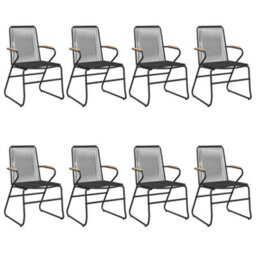 Berkfield 9 Piece Garden Dining Set Black Pvc Rattan - thumbnail 4