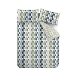 Catherine Lansfield Bryson Geo Reversible Single Duvet Cover Set With Pillowcase Blue - thumbnail 5