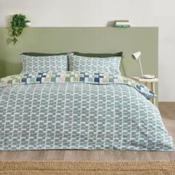 Catherine Lansfield Bryson Geo Reversible Single Duvet Cover Set With Pillowcase Blue - thumbnail 2