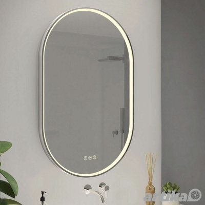 Xample Artika Royce Oval Led Chrome Mirror With Demister - Touch Control, Dimmable, 3 Colour Presets, Memory Function, Ip44, 1200 Lumens - image 1