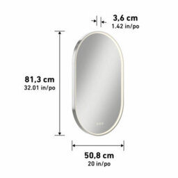 Xample Artika Royce Oval Led Chrome Mirror With Demister - Touch Control, Dimmable, 3 Colour Presets, Memory Function, Ip44, 1200 Lumens - thumbnail 2