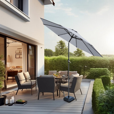 Sundaze Grey 3M Patio Umbrella Garden Parasol Sun Shade Canopy With Hand Crank Tilt Function - image 1
