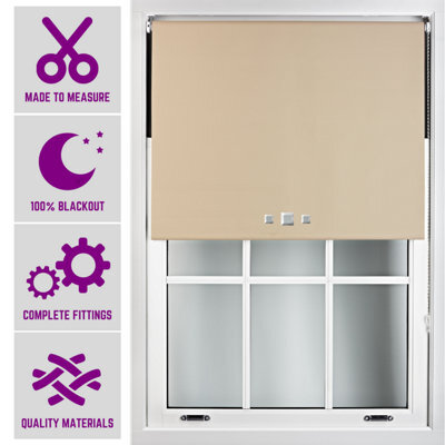 Furnished Triple Square Eyelet Blackout Blind Free Cut Service - Cappuccino (W)60Cm X (L)210Cm - image 1