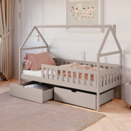 Arte Cashmere Wooden Single Bed Domi W198Cm - Soft-Toned Bed With Versatile Safety Rail - thumbnail 1