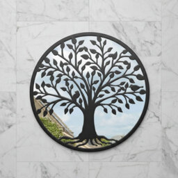 Biznest The Outdoor Living Collection Round Tree Of Life Mirror Black Finish Nature Art Frame Branch Design Wall Sculpture 50X1 Cm - thumbnail 5