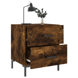 Berkfield Modern Bedside Cabinets 2 Pcs Smoked Oak 40X35X47.5 Cm Engineered Wood - thumbnail 4