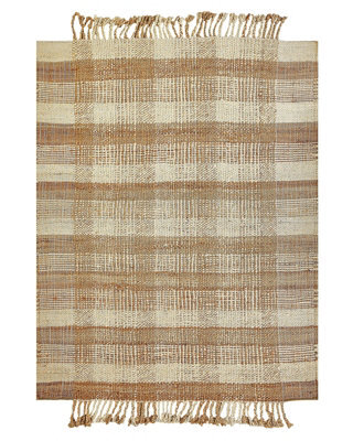 Wyld And Coco Bohonest Handwoven Jute Area Rug 140 X 200 Cm Beige With Cotton Tassels - image 1
