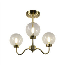 First Choice Lighting Set Of 2 Totley - Antique Brass Ceiling Lights With Clear Glass Shades - thumbnail 4