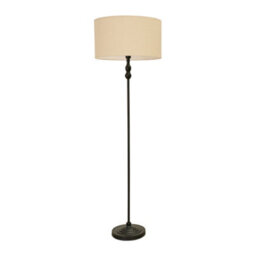 Valuelights Maggie Black Metal Candlestick Floor Lamp With Natural Fabric Lamp Shade And Led Bulb - thumbnail 2
