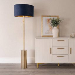 Valuelights Lexy Gold Dimmable Floor Lamp With Navy Blue Velvet With Gold Inner Lamp Shade - thumbnail 3