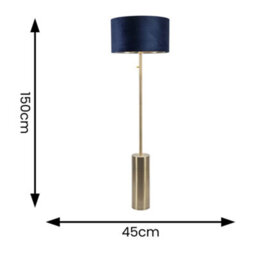 Valuelights Lexy Gold Dimmable Floor Lamp With Navy Blue Velvet With Gold Inner Lamp Shade - thumbnail 4