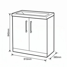 Balterley Bramshall Contemporary Bathroom Floor Standing 2-Door Vanity Unit & Mid-Edge Basin, Dark Grey, 800mm - thumbnail 2