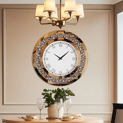 Artloge Xl Large Crushed Mirrored Clock Crystals Inlay Wall Clock Battery Operate Quartz,80Cm - image 1