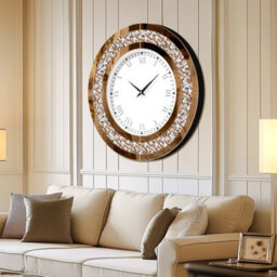 Artloge Xl Large Crushed Mirrored Clock Crystals Inlay Wall Clock Battery Operate Quartz,80Cm - thumbnail 9