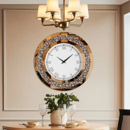 Artloge Xl Large Crushed Mirrored Clock Crystals Inlay Wall Clock Battery Operate Quartz,80Cm