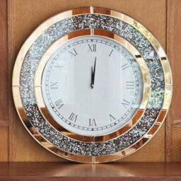 Artloge Xl Large Crushed Mirrored Clock Crystals Inlay Wall Clock Battery Operate Quartz,80Cm - thumbnail 6