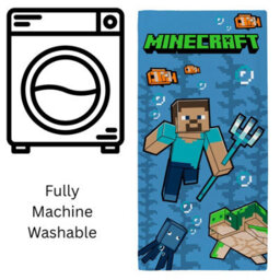 Minecraft Trident Beach Towel Blue Steve Official Merchandise 70X140Cm - thumbnail 5