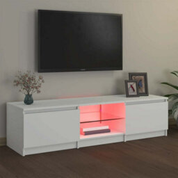 Berkfield Modern Tv Cabinet With Led Lights White 140X40X35.5 Cm - thumbnail 5