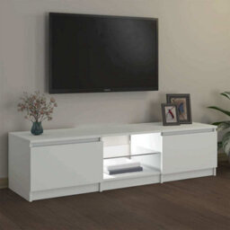 Berkfield Modern Tv Cabinet With Led Lights White 140X40X35.5 Cm - thumbnail 4