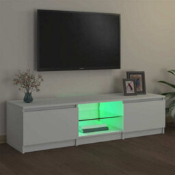 Berkfield Modern Tv Cabinet With Led Lights White 140X40X35.5 Cm - thumbnail 3