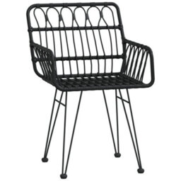 Garden Chairs 2 Pcs With Armrest Black 56X64X80 Cm Pe Rattan - thumbnail 3