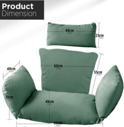istyle mode Bottle Green Replacement Cushion For Swing Egg Chair, 5 Pieces Water-Resistant Hanging Basket Swing Chair Cushion - thumbnail 2