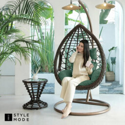 istyle mode Bottle Green Replacement Cushion For Swing Egg Chair, 5 Pieces Water-Resistant Hanging Basket Swing Chair Cushion - thumbnail 7