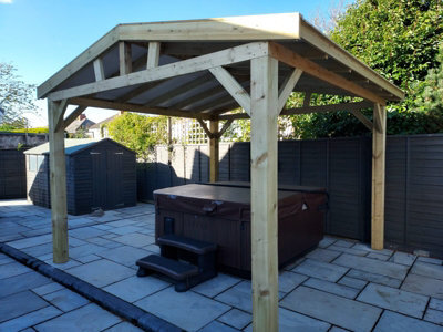 "NLC(DRIFFIELD)LIMITED Nlc Wooden Gazebo 3M X 2.4M (9'10"" X 7'10"") With Featheredge Roof And Tanalised Timber" - image 1