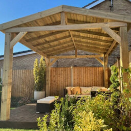 "NLC(DRIFFIELD)LIMITED Nlc Wooden Gazebo 3M X 2.4M (9'10"" X 7'10"") With Featheredge Roof And Tanalised Timber" - thumbnail 9