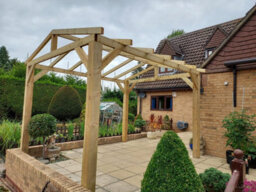 "NLC(DRIFFIELD)LIMITED Nlc Wooden Gazebo 3M X 2.4M (9'10"" X 7'10"") With Featheredge Roof And Tanalised Timber" - thumbnail 3