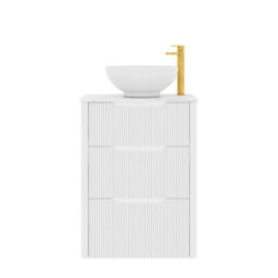 Royal Bathrooms Avenza 600mm Matt White Floor Standing Countertop Bathroom Vanity Unit 3 Drawer With Breeze Basin - thumbnail 6