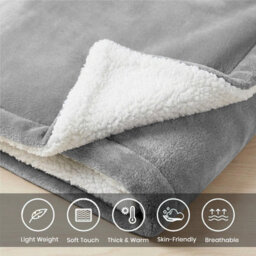 Moonlight Bedding Sherpa Fleece Blanket Silver Super King Soft Thick & Fluffy Reversible Throw For Sofa, Bed & Travel Blanket - thumbnail 3