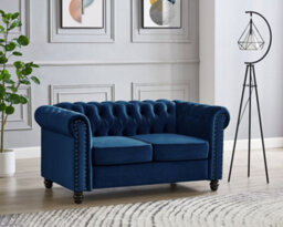 Home Detail Chester 2 Seater Sofa, Blue Velvet - thumbnail 1