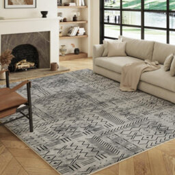Decoranddecor Living Room Rugs, Washable Area Rugs, 120X170Cm, Non-Slip, Pet Friendly, Low Pile, Geometric Rug - Velano - thumbnail 1