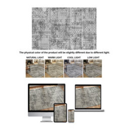 Decoranddecor Living Room Rugs, Washable Area Rugs, 120X170Cm, Non-Slip, Pet Friendly, Low Pile, Geometric Rug - Velano - thumbnail 5