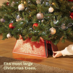 Christmas Village Silver Glitter Square Tree Skirt 48X48Cm With Closure Red - thumbnail 2