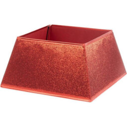 Christmas Village Silver Glitter Square Tree Skirt 48X48Cm With Closure Red - thumbnail 1