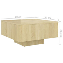Berkfield Coffee Table Sonoma Oak 60X60X31.5 Cm Engineered Wood - thumbnail 6