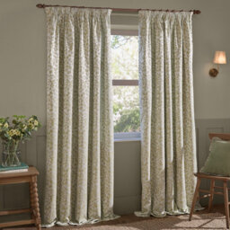 Wylder Grace Leaf Floral Jacquard Room Darkening Pencil Pleat Curtain Pair, Sage, (W) 229Cm X (D) 137Cm - thumbnail 2