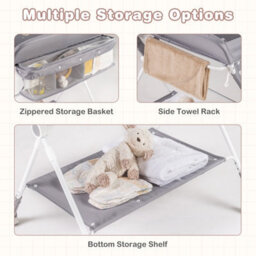 Gainoom Portable Baby Changing Table Foldable Diaper Changing Station W/ 3-Level Adjustable Height - thumbnail 7