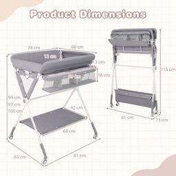 Gainoom Portable Baby Changing Table Foldable Diaper Changing Station W/ 3-Level Adjustable Height - thumbnail 2