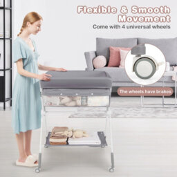 Gainoom Portable Baby Changing Table Foldable Diaper Changing Station W/ 3-Level Adjustable Height - thumbnail 4