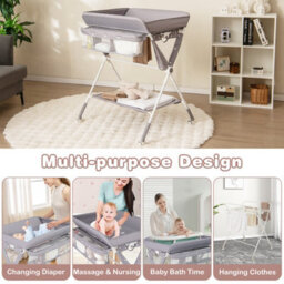 Gainoom Portable Baby Changing Table Foldable Diaper Changing Station W/ 3-Level Adjustable Height - thumbnail 6